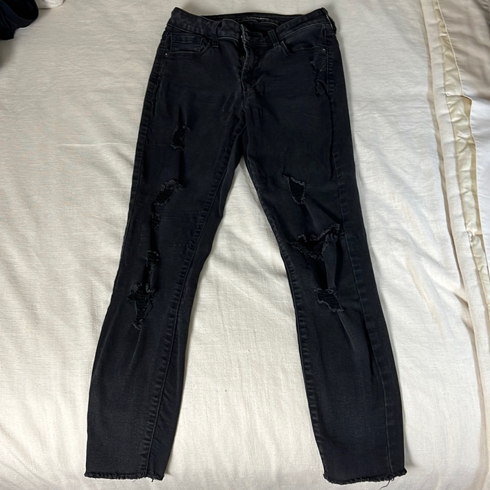 Black ripped Jeans - stretchy - 6R
